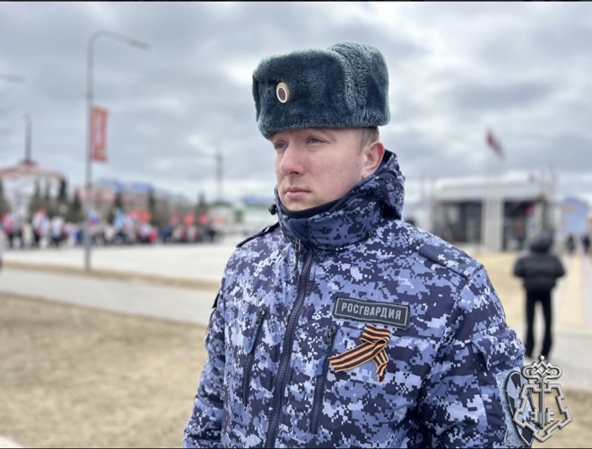 СОТРУДНИКИ РОСГВАРДИИ ПО НАО ПОДДЕРЖАЛИ АКЦИЮ «ГЕОРГИЕВСКАЯ ЛЕНТОЧКА»